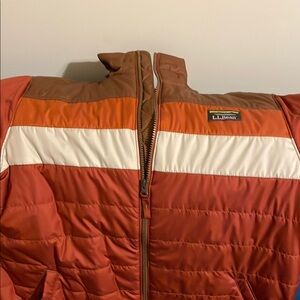 L.L.Bean Orange and White Puffer Jacket